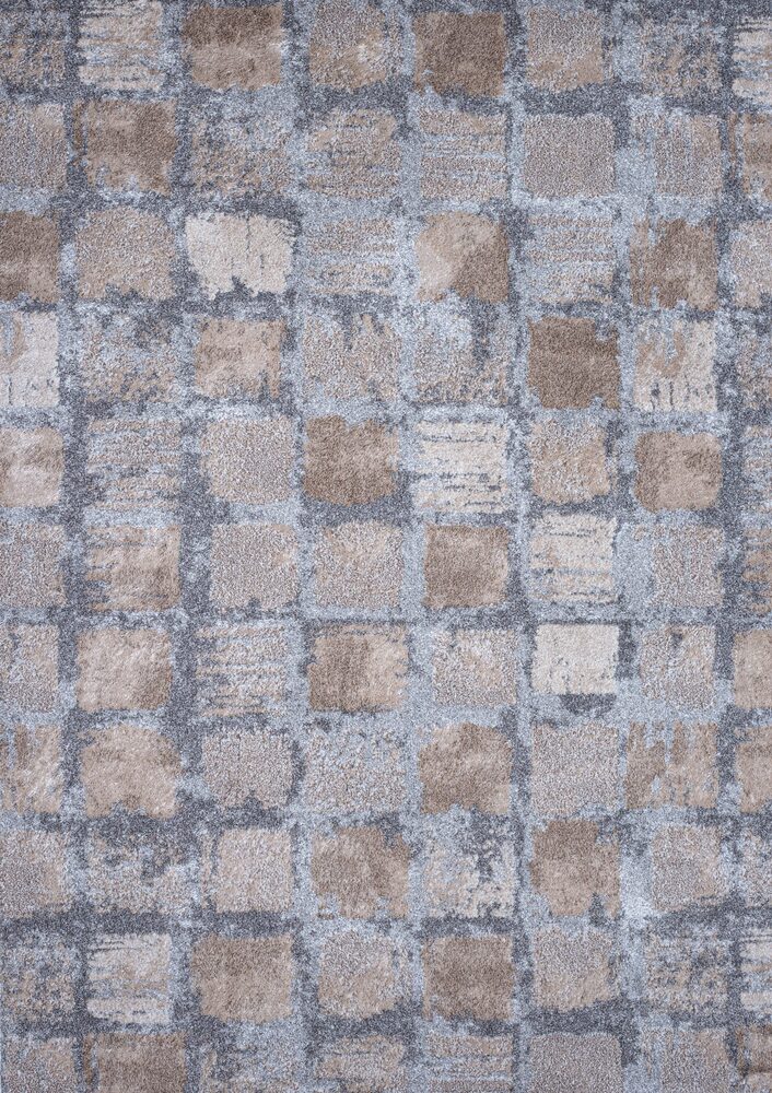 Carpet shaggy grey beige squares Ákina 7056/958 by measure - Colore Colori